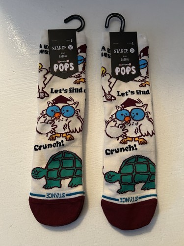 Stance Tootsie Roll Pops Mr. Owl Kids Y L 3-5.5 Canvas Crew Cotton 2 Pair Socks - Picture 1 of 5