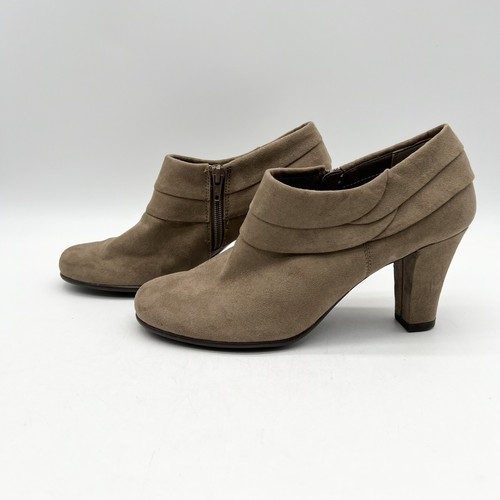 Aerosoles Shoes Heel Boots Starring Role Brown Zip Ankle Booties Size 8.5 New