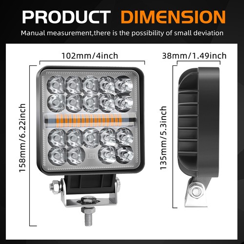 2x 4 Inch Work Cube Side Shooter LED Light Bar Pod White & Amber Strobe Lamp SUV - Bild 2 von 10