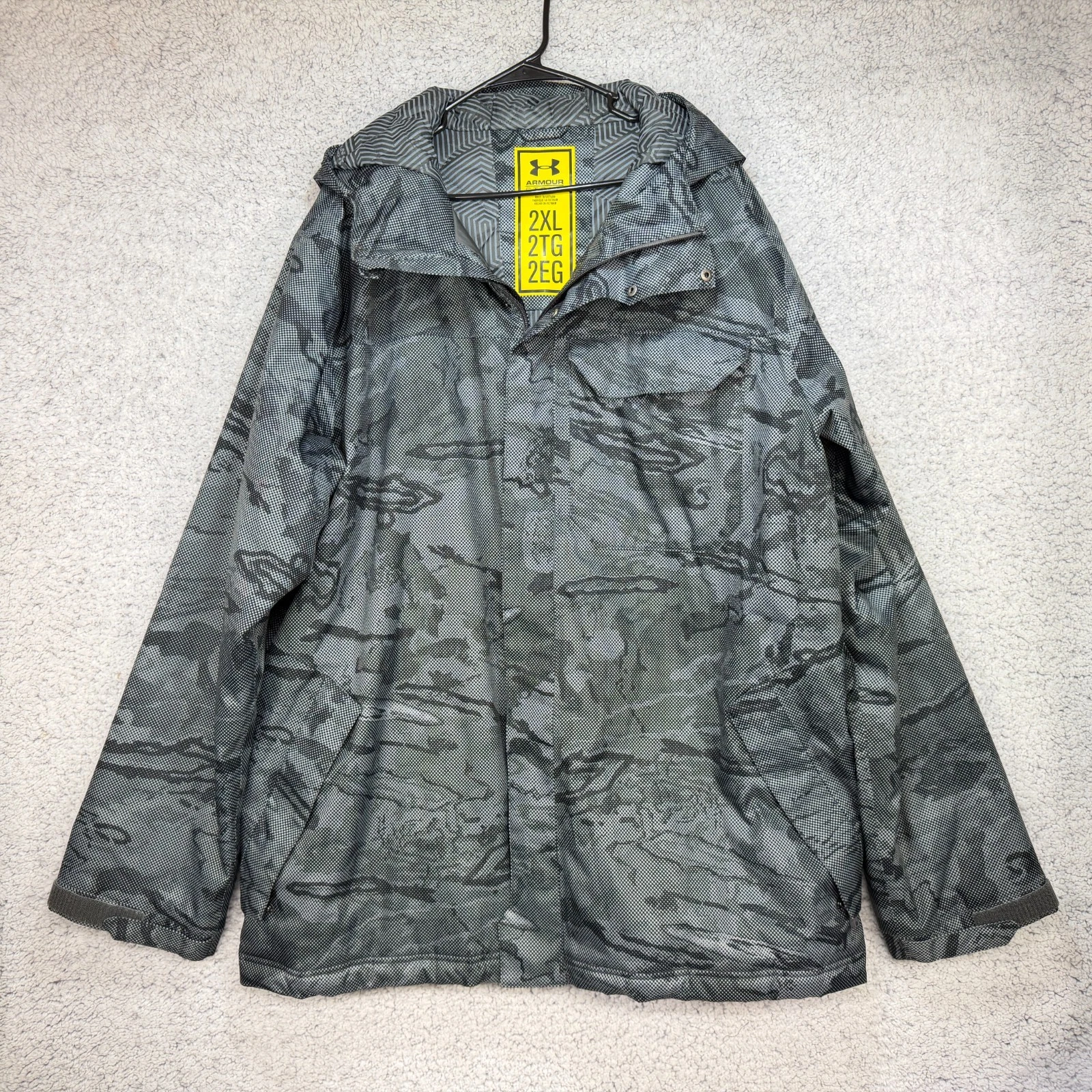 Under Armour Storm ColdGear Gray Camo Infrared Jacket Hooded Men’s Size 2XL