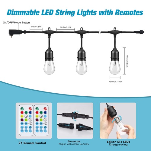 Outdoor String Lights, 96FT Color Changing Outdoor String Lights, Patio Light... - Picture 4 of 6