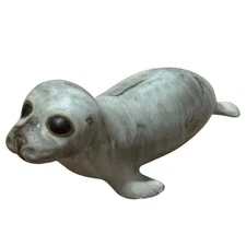 Vintage Andersen Design Studio Pottery Baby Seal Pup Gray Matte Sculpture Signed