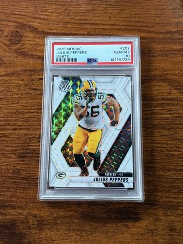 2025 Panini Mosaic Julius Peppers White Mosaic Prizm /25 SSP PSA 10💎 POP 1