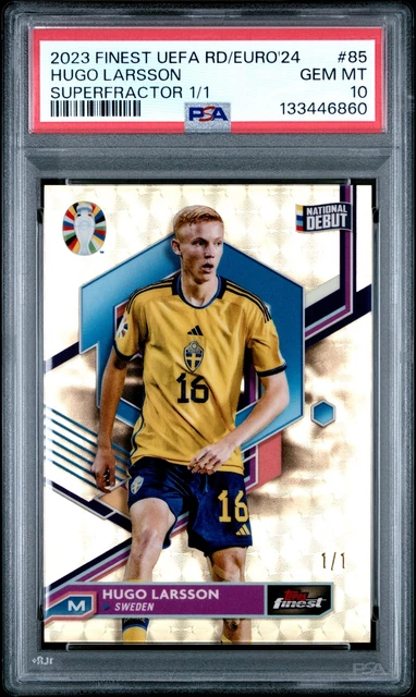 2023 TOPPS FINEST ROAD TO UEFA EURO 2024 #85 HUGO LARSSON 1/1 PSA 10