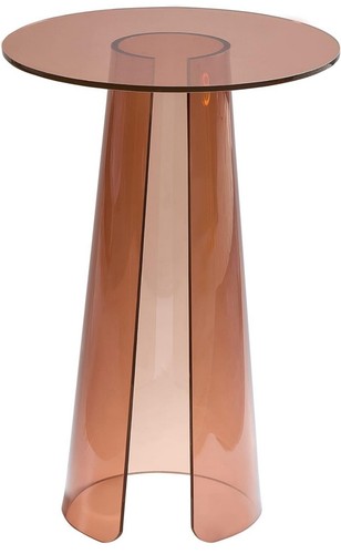 Acrylcase Acrylic Round End Table Coffee Table Rose Pink / Chocolate 15"x15"