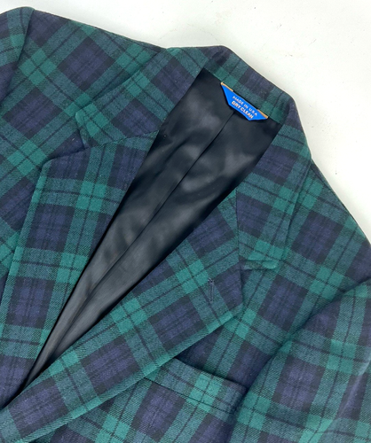 De Colección Pendleton Hombre Reloj Negro Tartán Verde Lana Dorado Botón Blazer Chaqueta 40L - Imagen 7 de 10