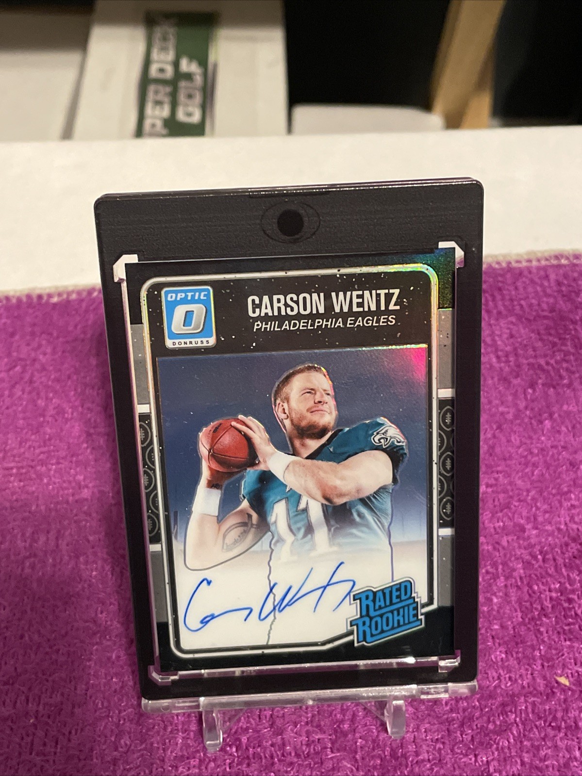 2016 DONRUSS OPTIC CARSON WENTZ RATED ROOKIE BLACK PRIZM AUTO AUTOGRAPH SP#/25