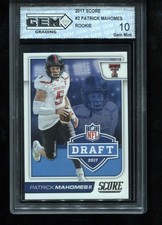 Patrick Mahomes Rookie 2017 Score NFL Draft #2 RC Card Chiefs Rookie GEM MINT 10