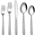 HaWare Hammered Silverware Set, 60-Piece Stainless Steel Flatware for 12, Modern