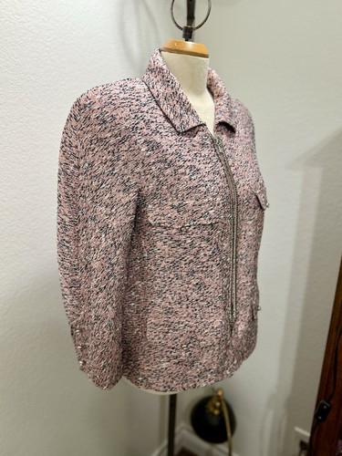 Chanel 2011 Pink Tweed Chain Full Zip Blazer Size 46 Excellent Cond! - Picture 5 of 17