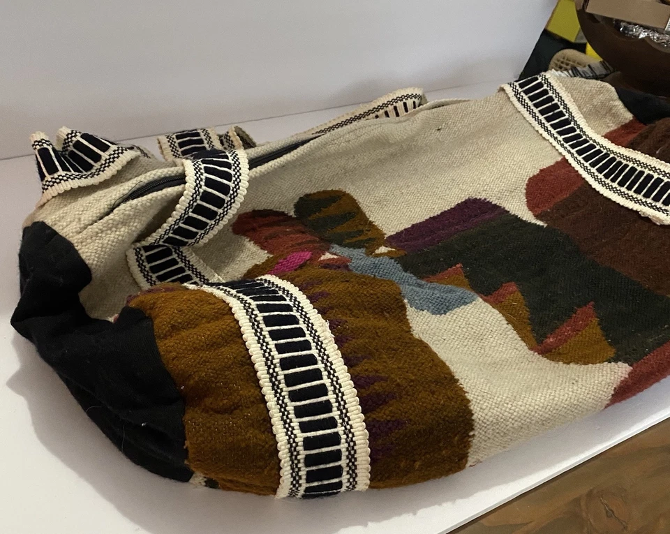 Перуанская спортивная сумка ручная кладь сумка для выходных большая ручная работа племенной коричневый 24 дюйма - Изображение 3 из 4