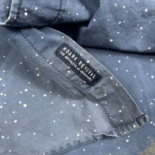 Roark Revival Shirt Adult XL Blue Button Up Short Sleeve Polka Dots Casual Mens - Picture 8 of 13
