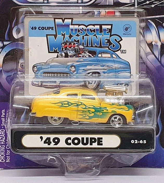 Muscle Machines 1/64 Scale 71151 02-65 - 1949 Mercury Coupe - Yellow/Green - Image 4 of 4