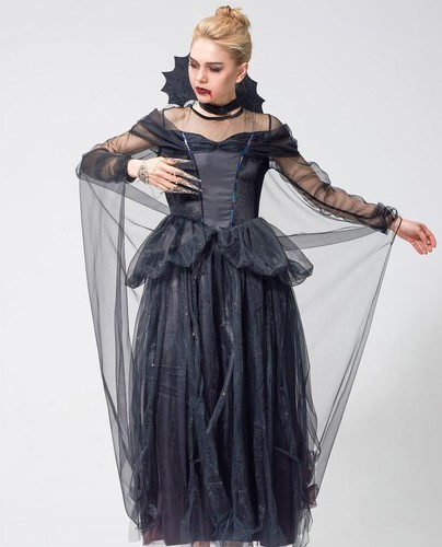 Women Witch Black Costume Halloween Magic Tutu Dress Adult Fancy Dress XL 18-20 - Picture 4 of 6