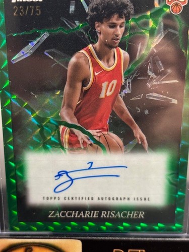 ZACCHARIE RISACHER 2024 Topps Finest Green Geometric Auto RC /75 Hawks A1158 - Picture 2 of 6