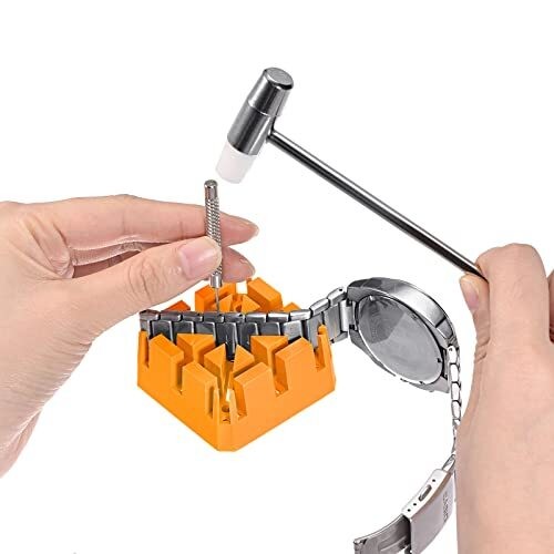 Uhrenarmband Link Pin Removal Tools Set mit Hammer Punch Pins und Strap Holder \ - Bild 2 von 6