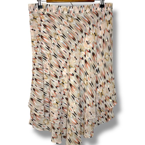 WHBM Skirt NWT Size 12 Side Zip Chiffon Pretty Pastels Metallic Tiered Hi-Low - Picture 3 of 7