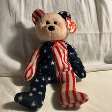 Spangle Ty Beanie Baby Pink Face Patriortic America Bear MWMT DOB July 14 1999
