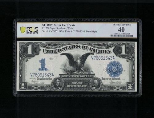 SC 1899 $1 Fr.236 Black Eagle Silver Certificate PCGS 40 XF (543A) - Picture 2 of 4
