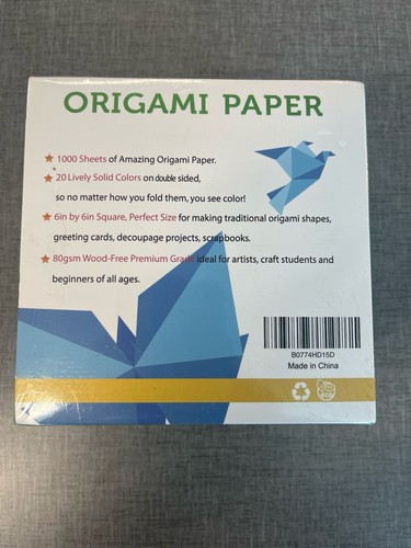 BUBU Origami Paper Kit 1000 Sheets 6 Inch Square Double Sided 6*6, Colorful - Picture 2 of 3