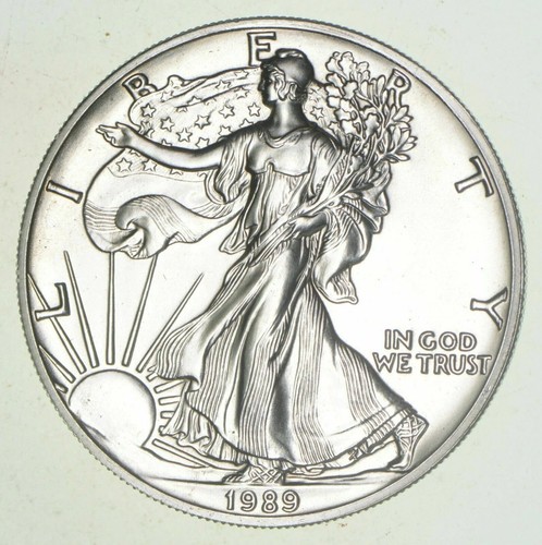1989 Unc American Silver Eagle 1 Troy Oz .999 Fine Silver *6898