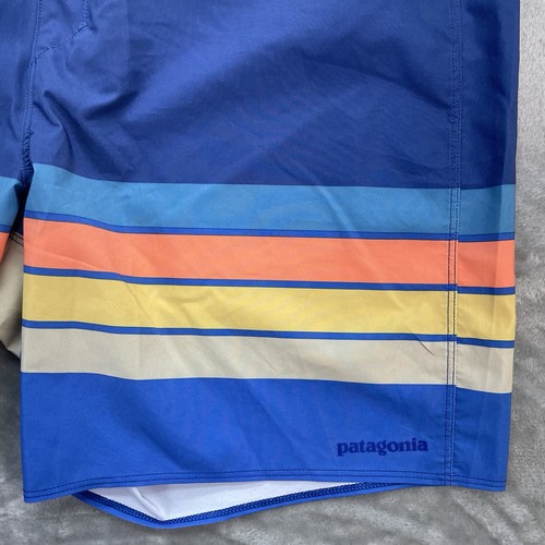 Patagonia Shorts Men 38x8 surf hydropeak Board stripe print pattern Swim Trunks - Picture 9 of 12