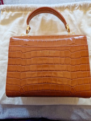 Aspinal Of London midi Mayfair Bag In Marmalade Leather Croc - Picture 8 of 14
