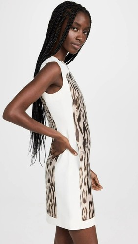 Giambattista Valli White Leopard Print Mini Sleeveless Sheath Dress Y2K Work - Picture 2 of 18