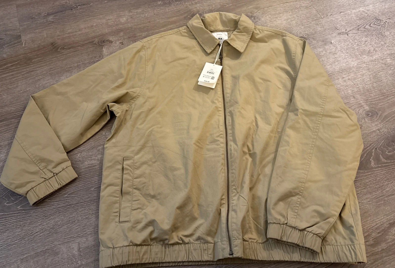 Giacca Coach Montaggio Gratuito Tela Marrone Cachi Con Chiusura Cerniera Taglia 2XL