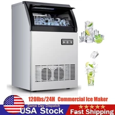 120lb Built-in Commercial Ice Maker Stainless Steel Bar Restaurant Cube Machine