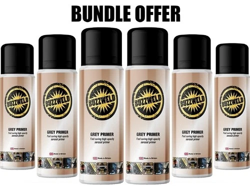 Buzzweld Grey Primer Multi-Purpose Aerosol Spray Paint 500ml x6