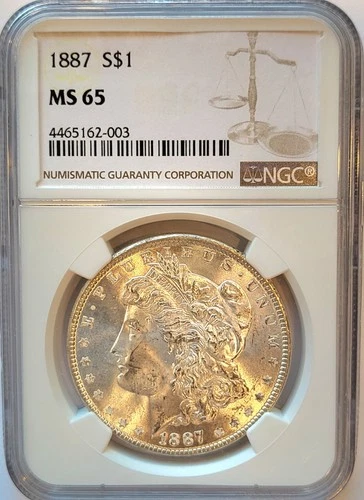 1887-P NGC MS-65 Brilliant Morgan Silver Dollar. #230