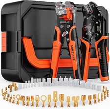 Spade Connector Crimping Tool Kit 24-14 AWG with Quick Disconnect Terminals