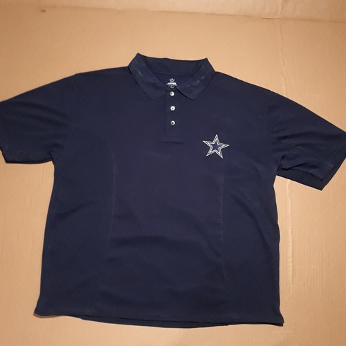 Men's L NFL Dallas Cowboys Authentic Apparel Polo Shirt Blue Performance Wicking
