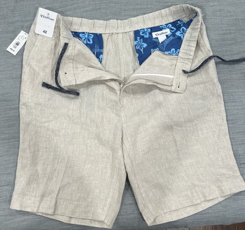 Caribbean By Roundtree & Yorke Men’s 100% Linen Shorts Size 42 New With Tags