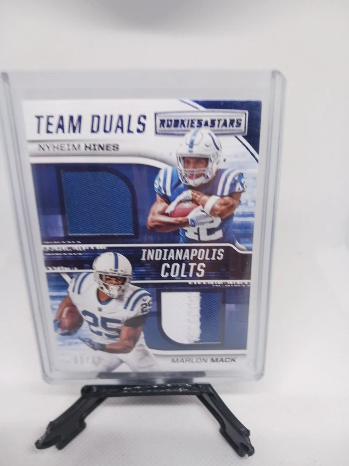2018 Rookies & Stars Team Duals Relics Prime /49 Marlon Mack Nyheim Hines RC - Image 3 of 4