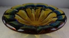 Vintage Murano Italian Art Glass Amber/Blue 9" Round Bowl Heavy