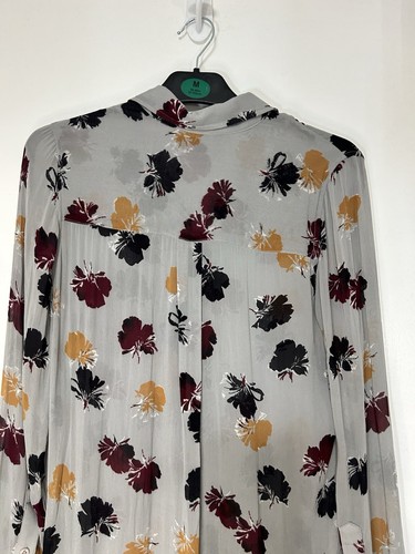 Ganni Bartlett Georgette Womens Floral Sheer Lightweight Shirt In Gray Size XS** - Picture 12 of 14