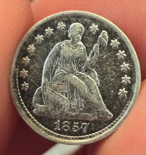 1857 Seated Liberty Half Dime AU details