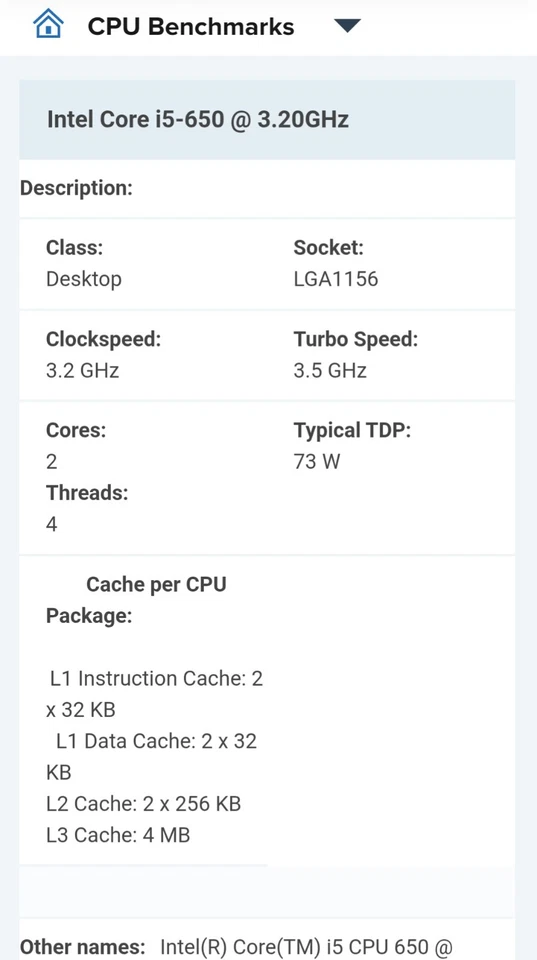 Procesador Intel Core i5-650 3,2 GHz de doble núcleo (BXC80616I5650) Foto 4 de 4