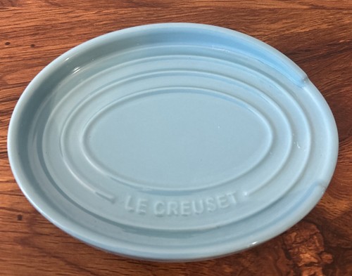 Authentic Le Creuset 6.25" Oval Spoon Rest Stoneware Turquoise Eeuc