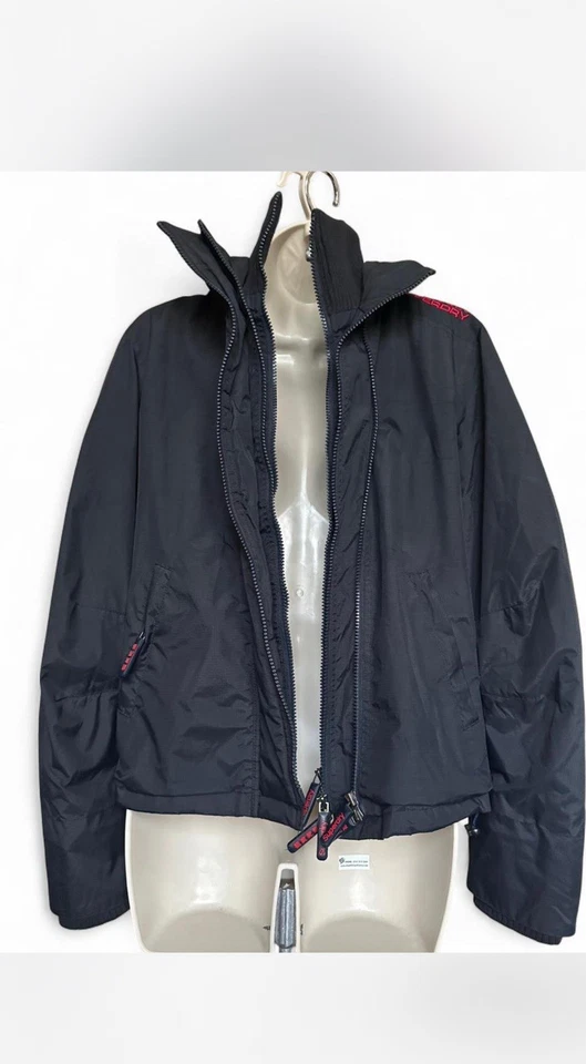 Superdry Double Black Label Jacket Black Small | Lightweight Windbreaker Zip Up - Image 3 of 4