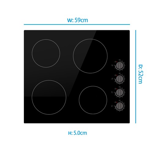 electriQ 60cm 4 Zone Ceramic Hob with Knob Controls eiqc60kv3 - Bild 4 von 4