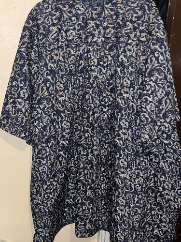 King Size Mens Button Down Abstract Floral Scroll Short Sleeve Shirt Size 5XLT - Picture 5 of 5