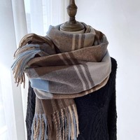 Cashmere Blend Scarf Women Plaid Shawl Winter Warm Long Soft Wool Wrap Pashmina