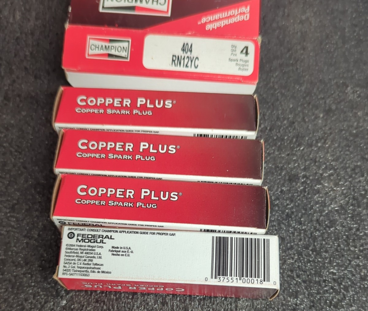 Set of 4 CHAMPION  RN12YC Copper Plus Spark Plugs   #404