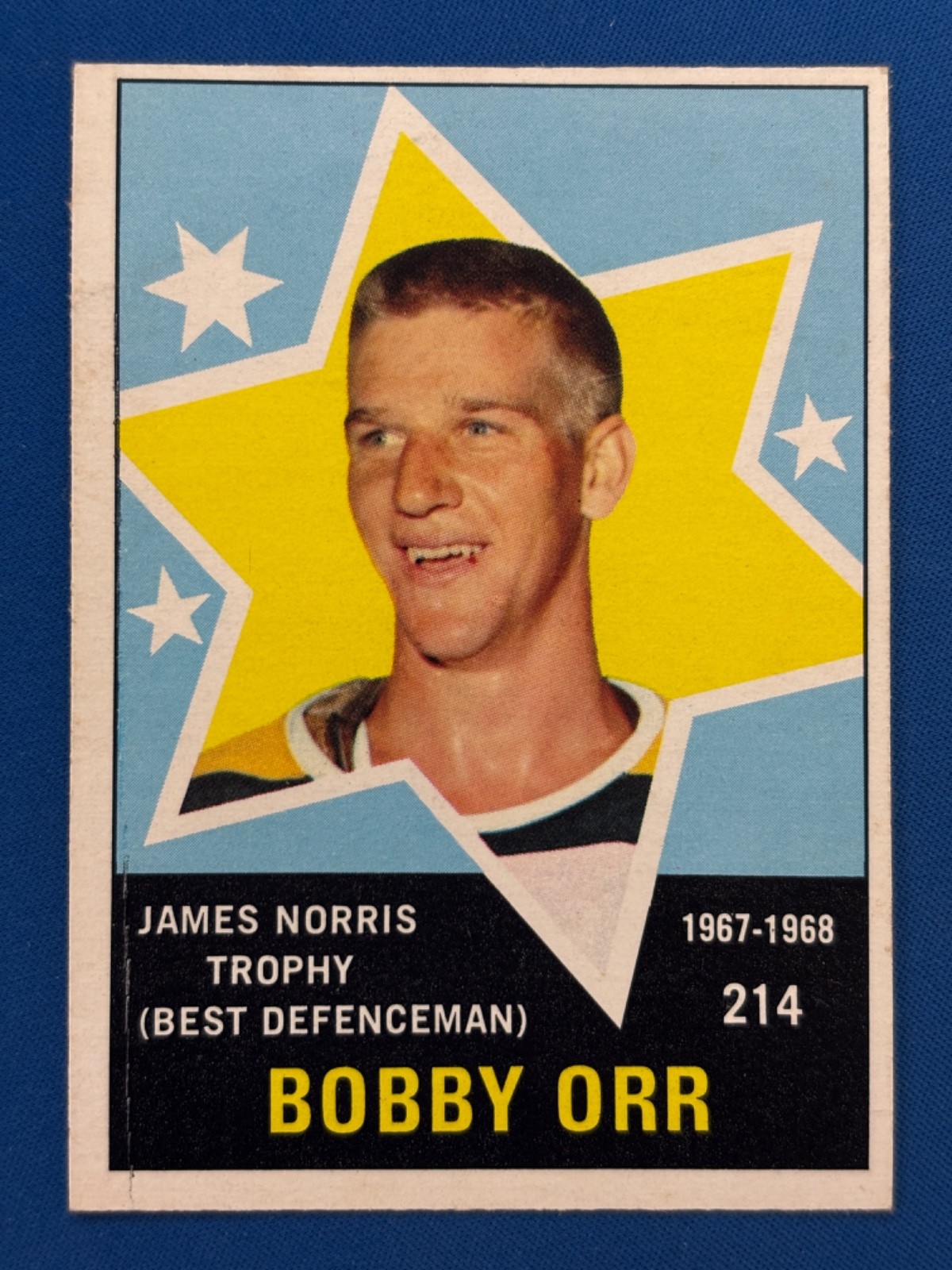 1968-69 O-Pee-Chee #214 BOBBY ORR Norris * See Pics for Condition G Crease