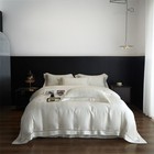 Bedding Set 4 Pcs Nature Silk Cotton Flat Sheet Duvet Cover 2 Pillowcases White