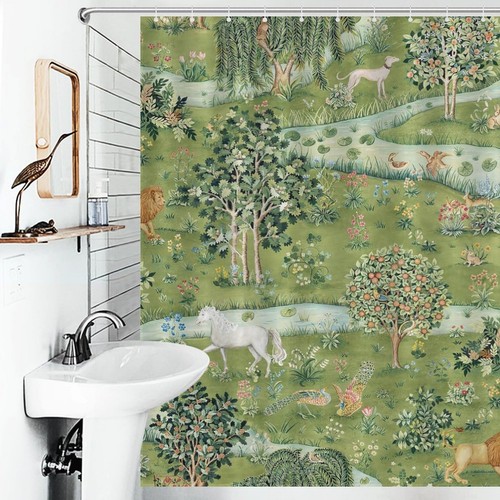 Cortina de Ducha Floral William Morris, Estilo Arte Flor Árbol Botánico Vintage... - Imagen 3 de 7