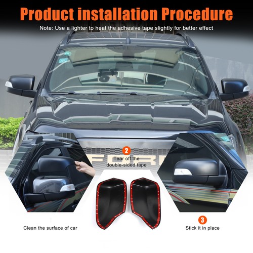 ABS Matte Black Outer Rearview Mirror Cover Trim For Ford Ranger T6 T7 2012-2021 - Picture 20 of 24